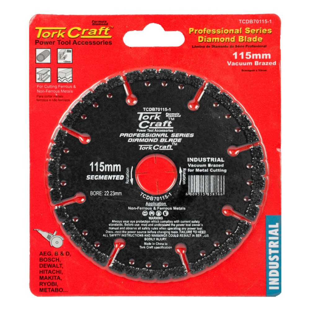 Tork Craft Diamond Blade Segmented .115mm Vacuum Brazed for Metal Cutting