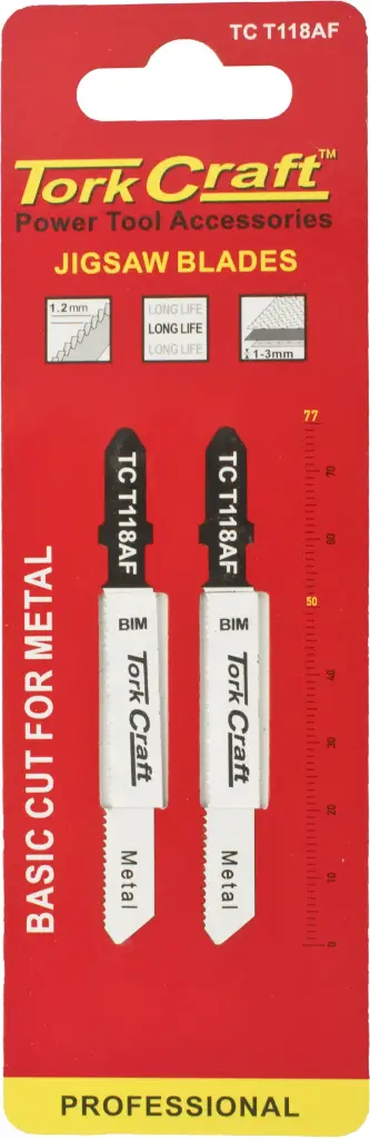 Tork Craft T-Shank Jigsaw Blades 75mm 21TPI 2pc Metal