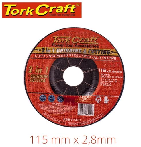 Tork Craft 2 in 1 Grinding & Cutting disc 115mm x 2mm