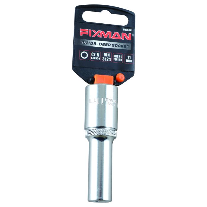 Fixman 1/2" Drive Deep Socket, 11mm, 6 point