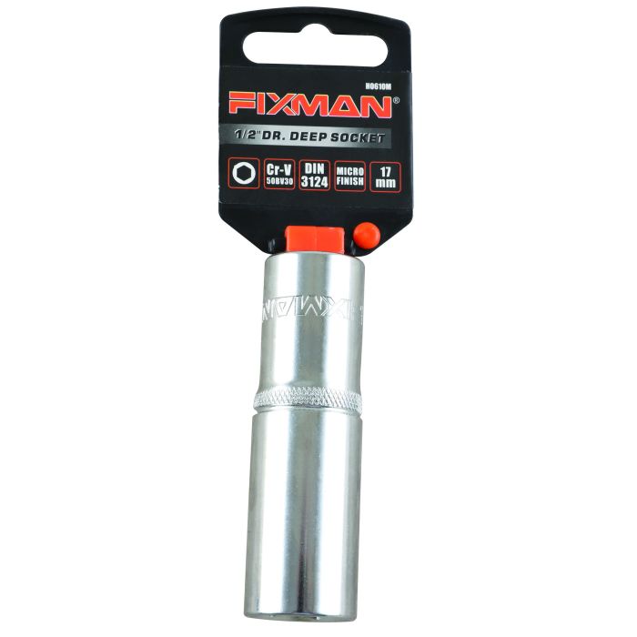 Fixman 1/2" Drive Deep Socket, 17mm, 6 point