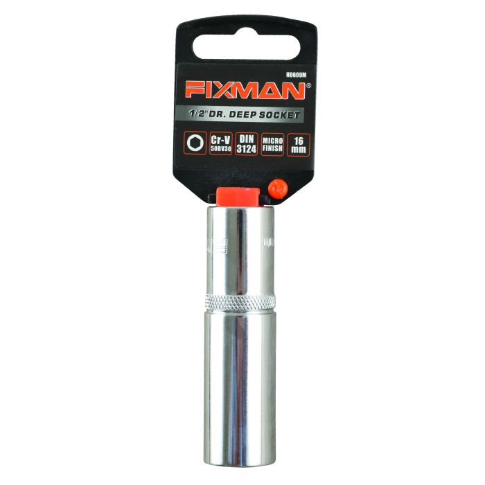 Fixman 1/2" Drive Deep Socket, 16mm, 6 point