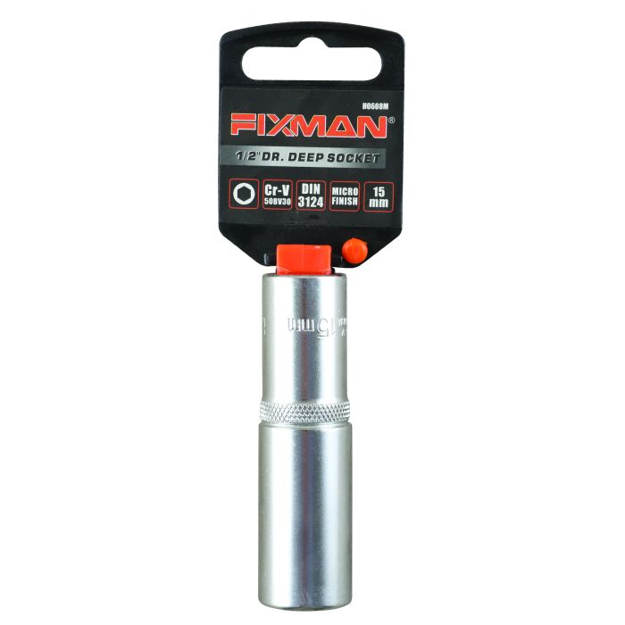 Fixman 1/2" Drive Deep Socket, 15mm, 6 point