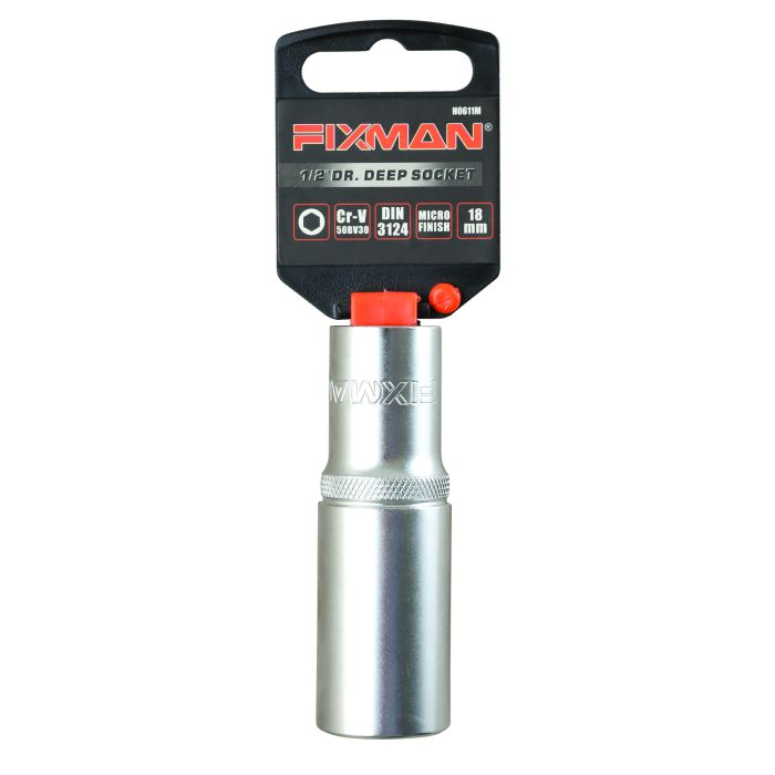 Fixman 1/2" Drive Deep Socket, 18mm, 6 point