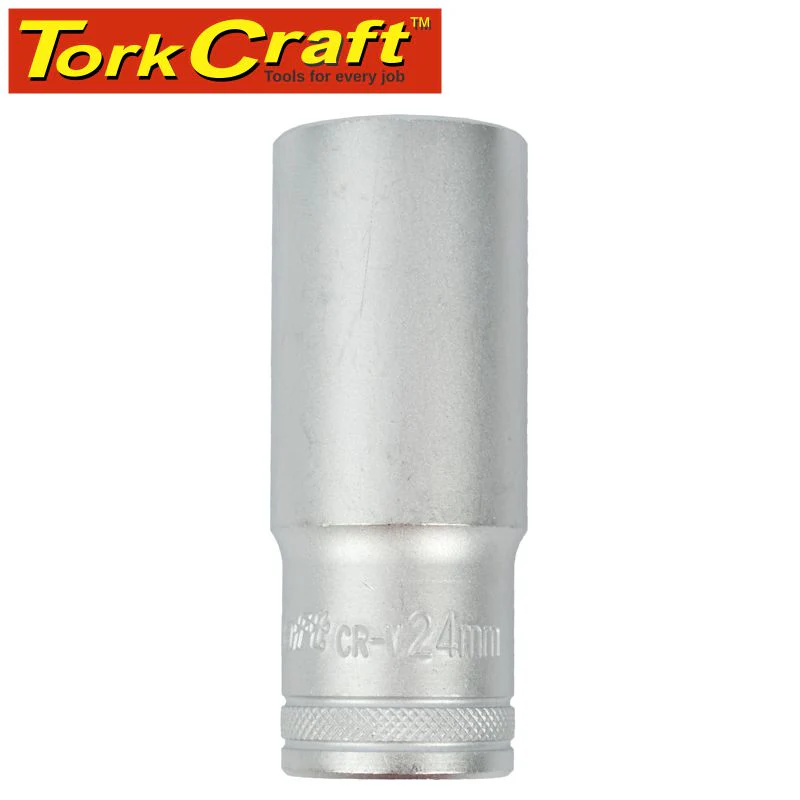 Tork Craft 1/2" Deep Socket 24mm, CRV, 12 Point