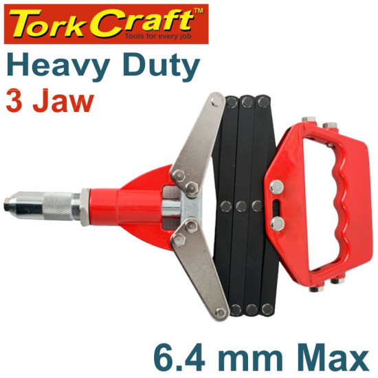 Tork Craft Lazy Tong Hand Pop Riveter 3 Jaw Heavy Duty 6.4mm