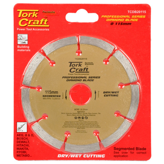 Tork Craft Diamond Blade Segmented 115mm Dry/Wet