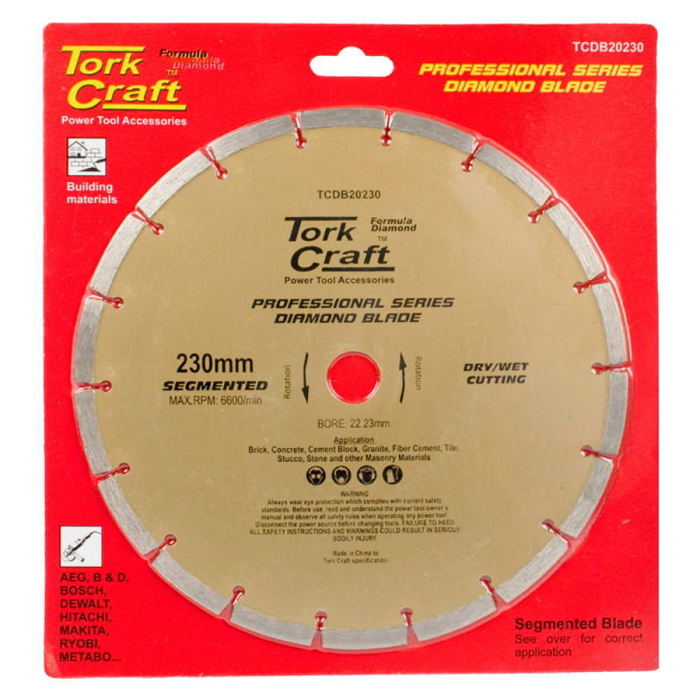 Tork Craft Diamond Blade Segmented 230mm Dry/Wet