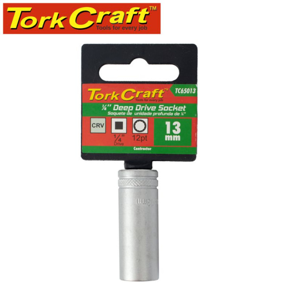 Tork Craft 1/4" 13mm Deep Socket CRV, 12 Point 