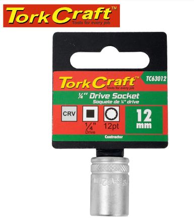 Tork Craft 1/4" DR 12mm Socket CRV 12 Point 