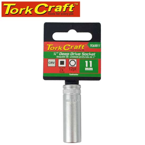 Tork Craft 1/4" 11mm Deep Socket CRV, 12 Point 