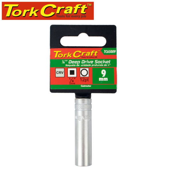 Tork Craft 1/4" 09mm Deep Socket CRV, 12 Point