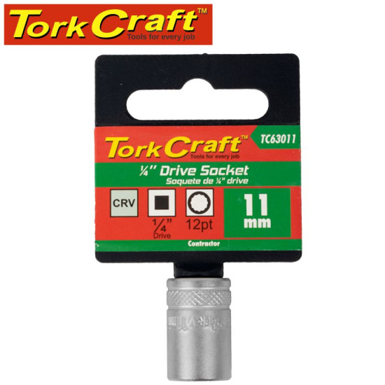 Tork Craft 1/4" DR 11mm Socket CRV 12 Point