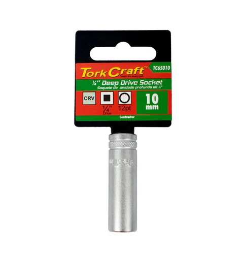 Tork Craft 1/4" 10mm Deep Socket CRV, 12 Point