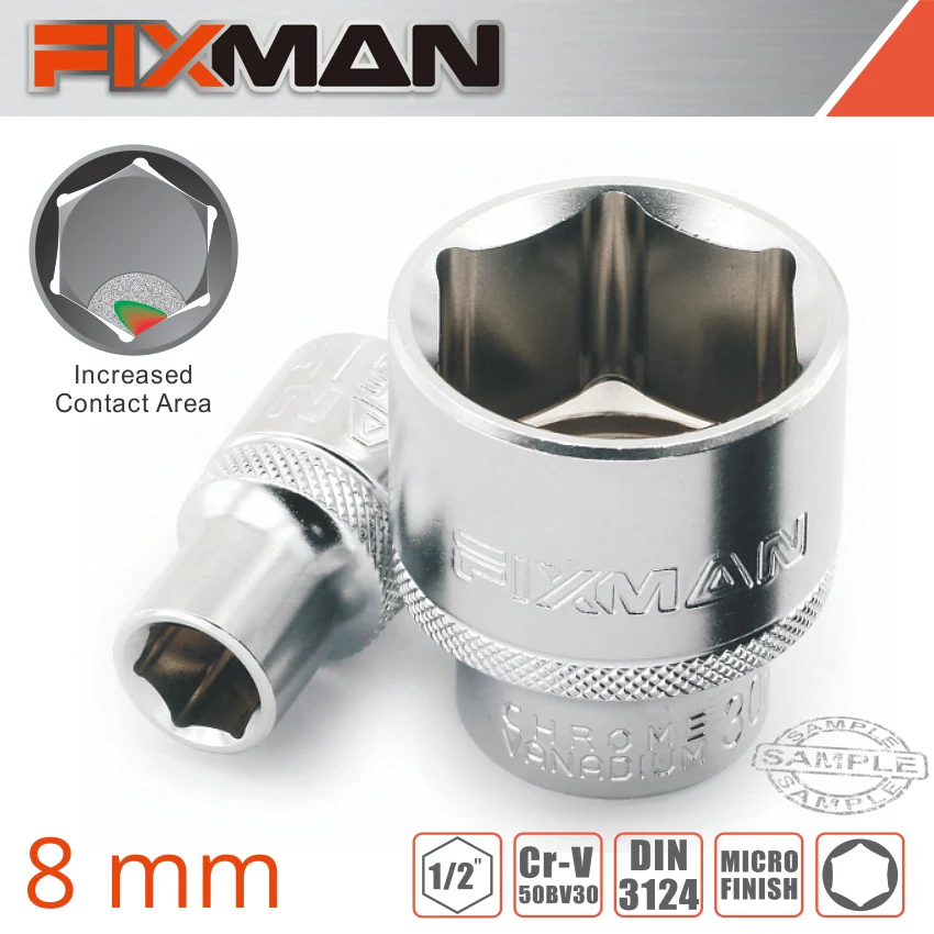 FIXMAN 1/2"dr. Short Socket 8mm 6pt 