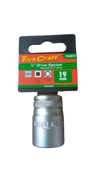 Tork Craft 1/2"dr. Short Socket 19mm 12pt