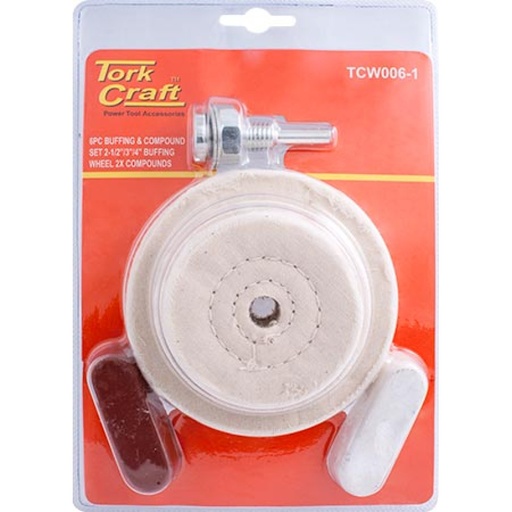 [TCW006-1] Tork Craft Polishing Buffing & Compound Drill Set 65, 75 & 100mm Buffing Wheels*