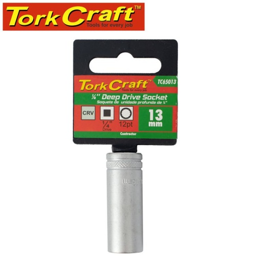 [TC65013] Tork Craft 1/4" 13mm Deep Socket CRV, 12 Point 