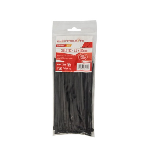 [CT003] Black Cable Ties 3.5 x 150mm