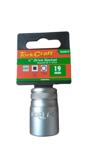 [TC64019] Tork Craft 1/2"dr. Short Socket 19mm 12pt